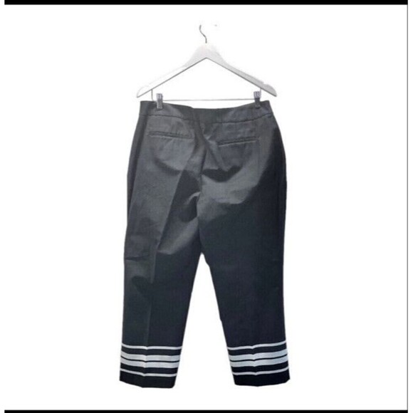 Talbots Curvy Fit Crop Pants 12 Black White Stripe Hem Pockets High Rise New - Picture 5 of 16